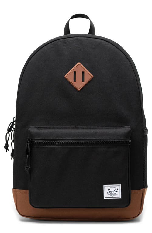 Shop Herschel Supply Co . Kids' Heritage Recycled Polyester Backpack In Black/saddle Brown