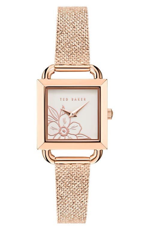 Iconic Floral RSST Mesh Strap Watch in Rose Gold-Tone