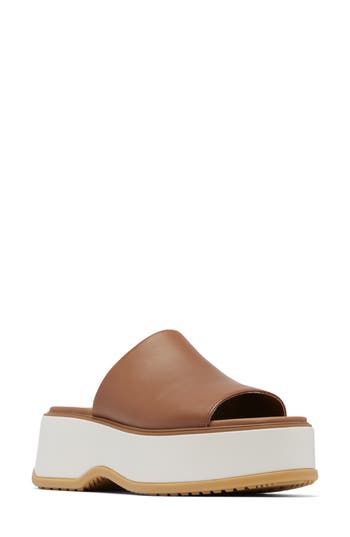 Sorel Dayspring Platform Slide Sandal In Velvet Tan/chalk