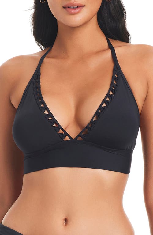 Pulling Strings Halter Bikini Top in Black