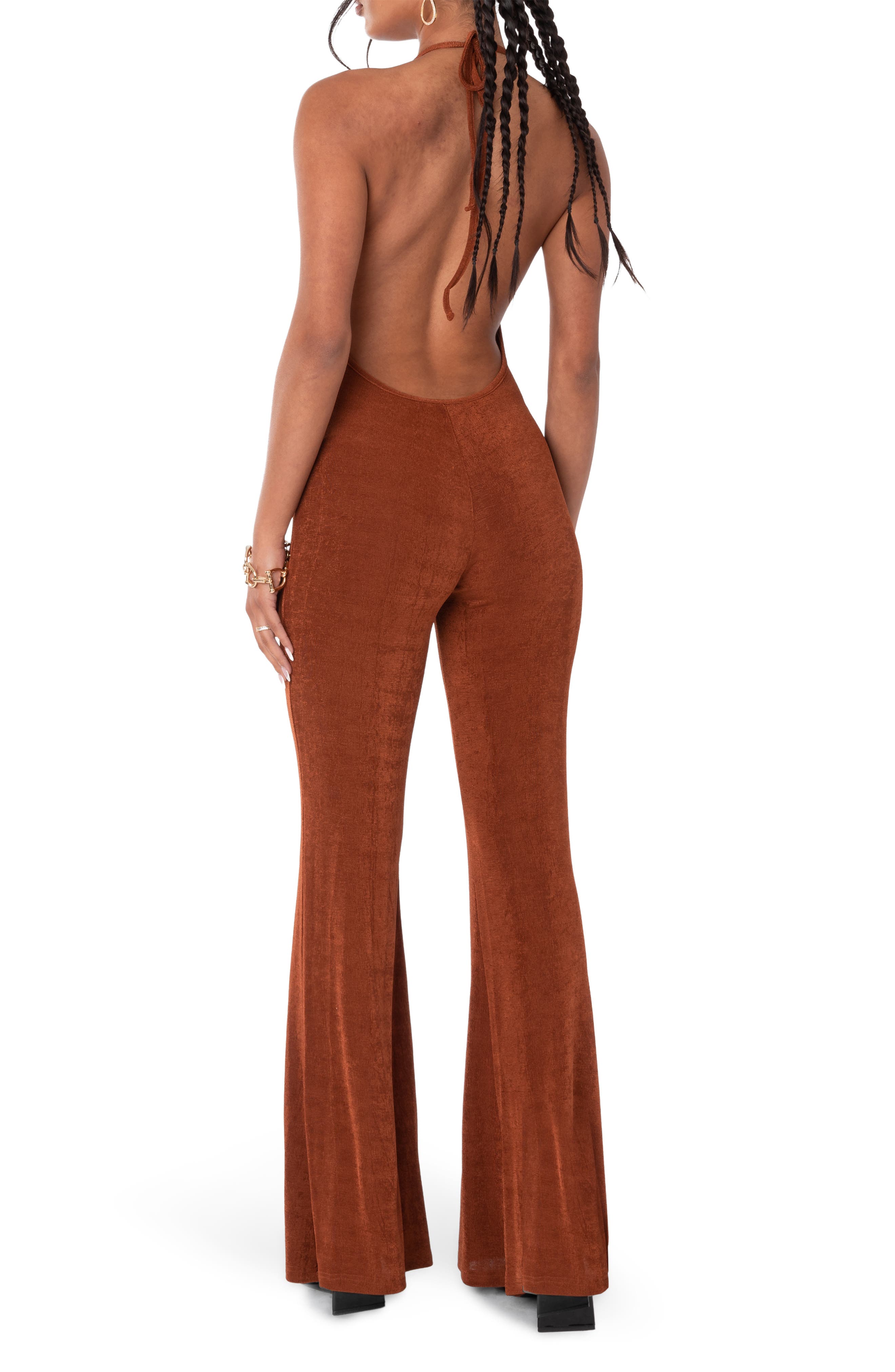 lace up back flare leg pants