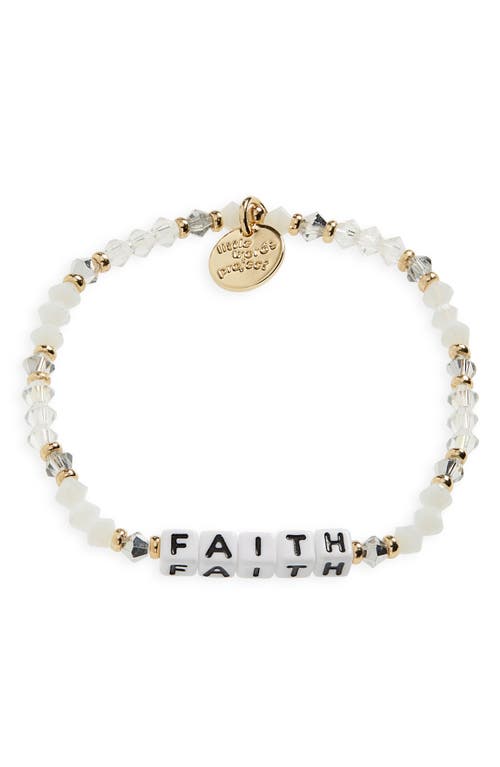 Little Words Project Faith Beaded Stretch Bracelet in Empire/White