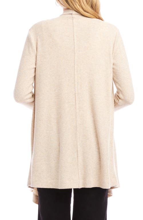 Shop Karen Kane Drape Collar Rib Longline Cardigan In Oatmeal