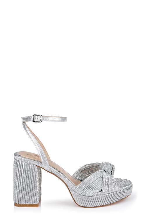 Jewel Badgley Mischka Tyler Ankle Strap Platform Sandal In Silver/fabric