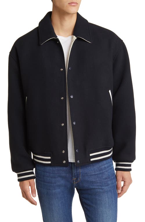 FRAME Fall Wool Blend Varsity Jacket in Midnight Blue at Nordstrom, Size X-Large