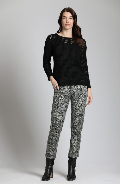 Apny Scribble Abstract Print Stretch Cotton Crop Pants In Black Multi