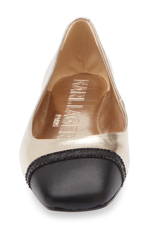 Karl Lagerfeld Paris Zofia Cap Toe Ballet Flat In White Gold/black