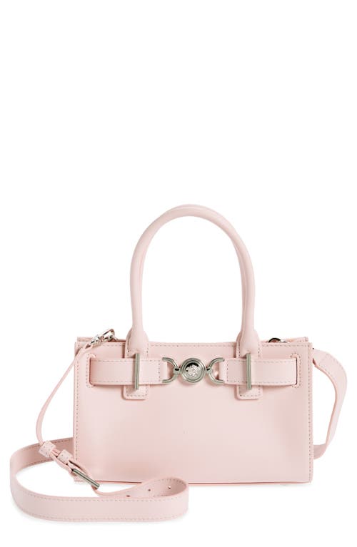 Versace Medusa Small Belted Leather Tote In Dusty Rose-palaldium