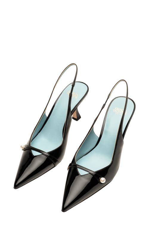 Frances Valentine Vivian Pointed Toe Slingback Pump In Leather Black