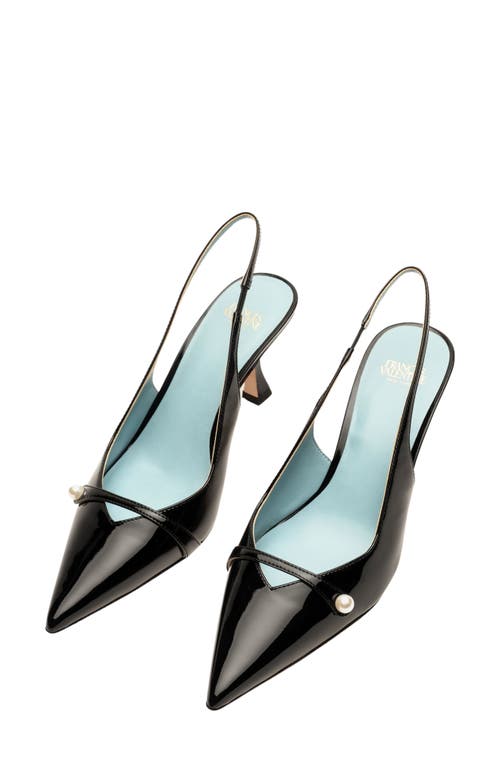 Shop Frances Valentine Vivian Pointed Toe Slingback Pump In Leather Black