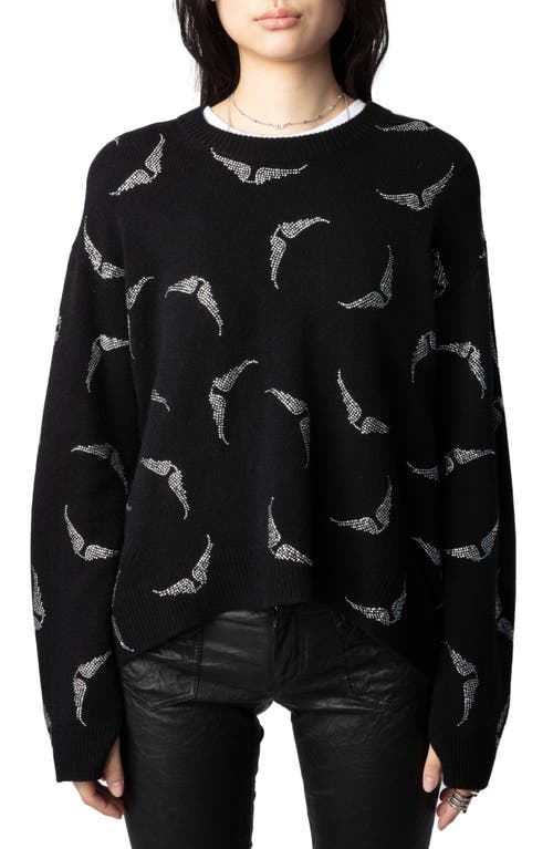 Shop Zadig & Voltaire Markus Strass Wings Cashmere Sweater In Noir