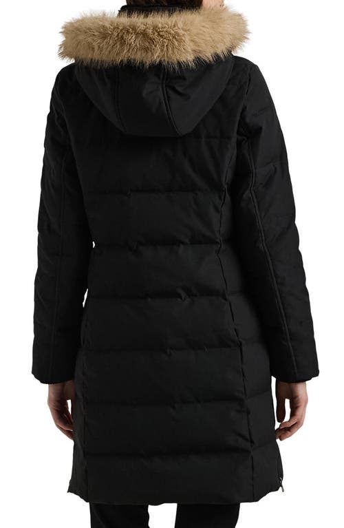 Shop Lauren Ralph Lauren Heritage Down & Feather Fill Puffer With Faux Fur Trim Removable Hood In Black