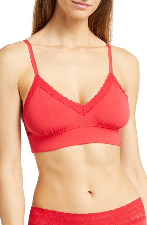 MeUndies FeelFree Lace Trim Plunge Bralette in Lollipop Red at Nordstrom, Size X-Small