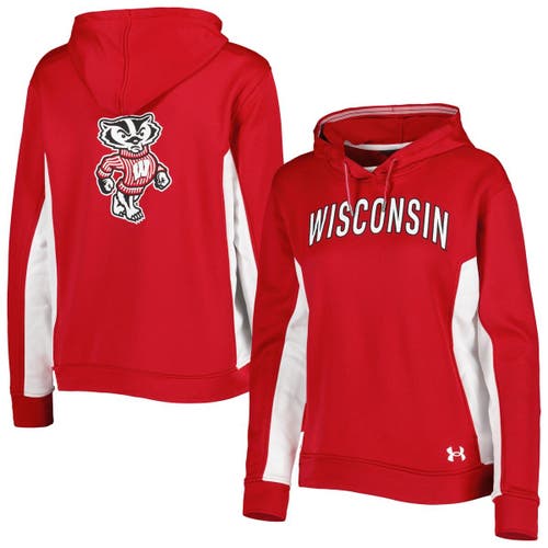 Women's Under Armour Red Wisconsin Badgers Gameday Tech Pullover Hoodie