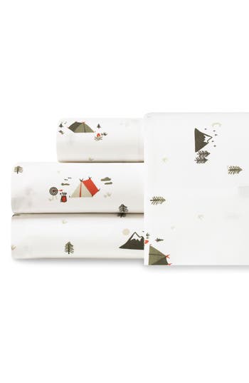 EDDIE BAUER EDDIE BAUER CASCADE CAMPING 200 THREAD COUNT 100% COTTON PERCALE SHEET SET 