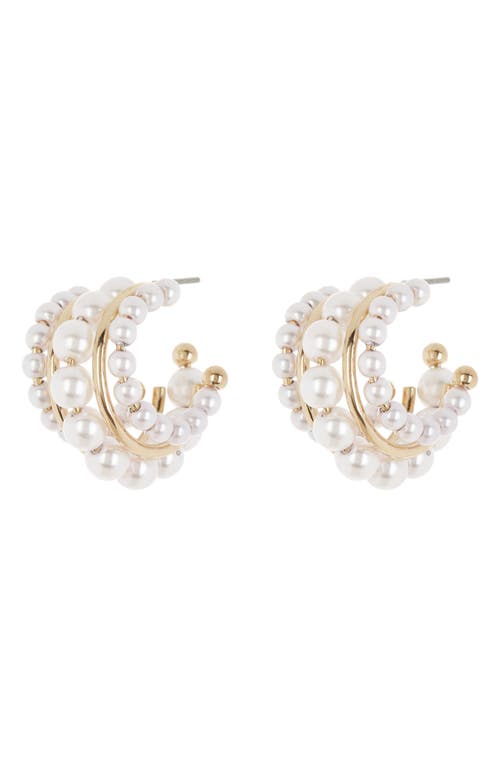 Shop Cara Imitation Pearl Triple Hoop Earrings In Gold/pearl