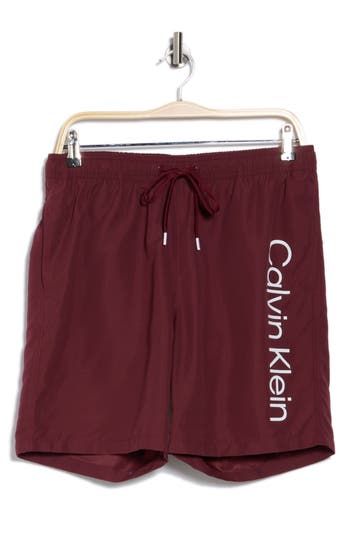 Shop Calvin Klein 7" Core Volley Shorts In Cabernet