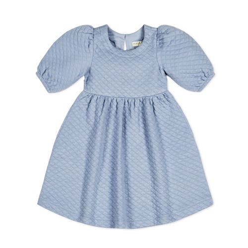 Shop Hope & Henry Girls' Quilted Puff Sleeve Dress, Toddler In Dusty Blue Quilted