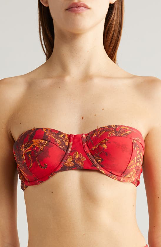 Shop L Agence L'agence Alexandria Red Jungle Structured Bikini Top In Scarlet