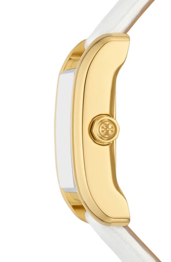 Shop Tory Burch The Eleanor Leather Strap Watch, 25mm X 34mm In Ivory