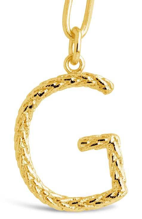 14K Yellow Gold Plated Braided Initial Pendant Necklace