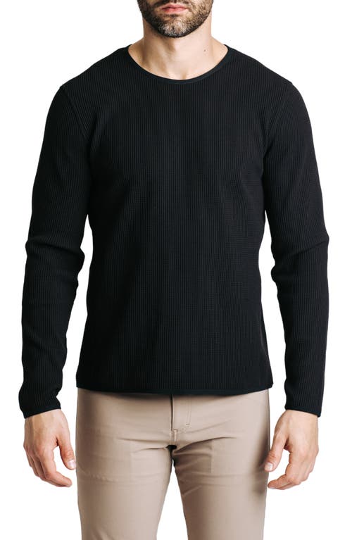 Venture Waffle Performance Crewneck Sweatshirt in Black