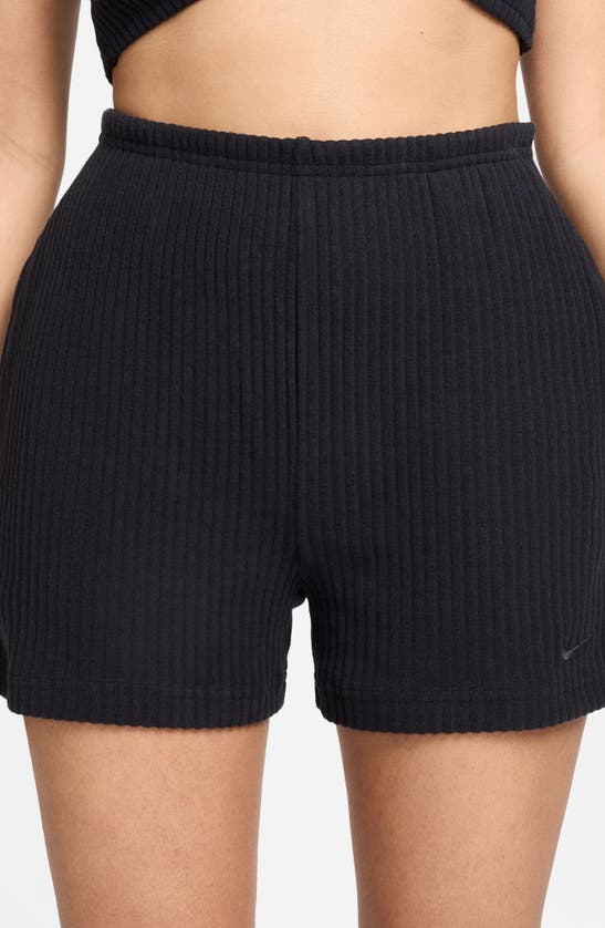 Shop Nike Sportswear Chill Knit Ribbed Shorts In Black/ Black