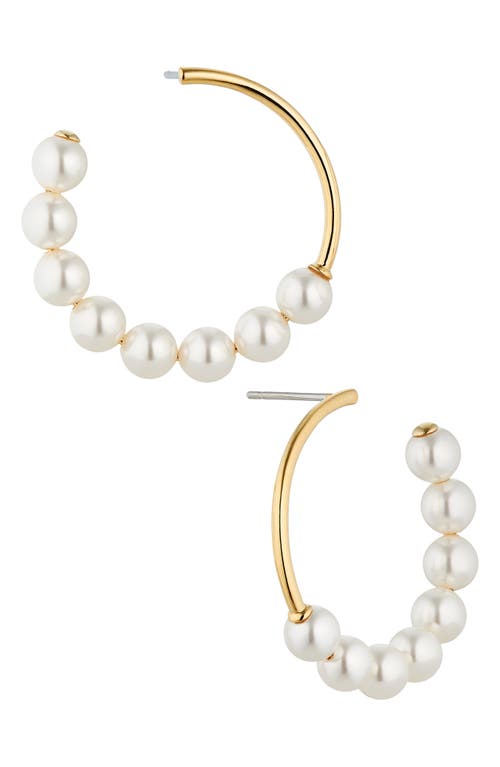 Nadri Dot Dot Dot Imitation Pearl Hoop Drop Earrings in Gold With Pearl at Nordstrom