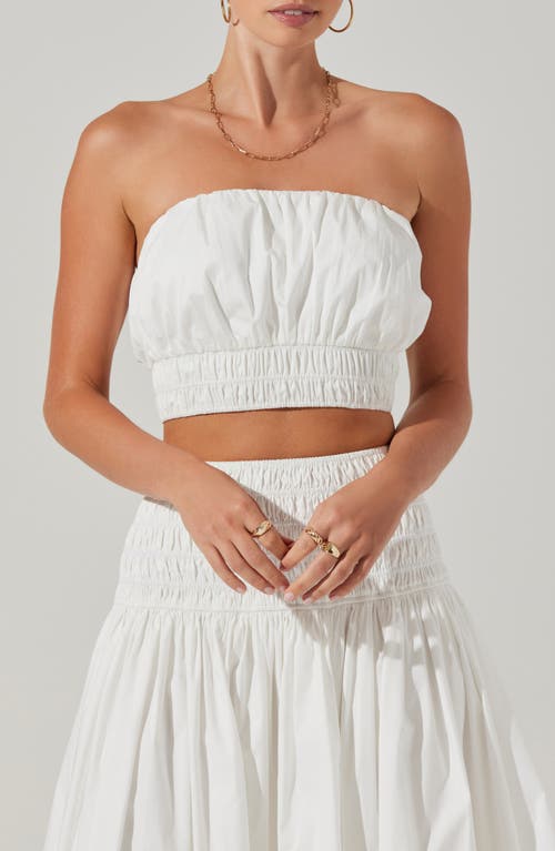 Shop Astr The Label Alani Strapless Cotton Blend Crop Top In White