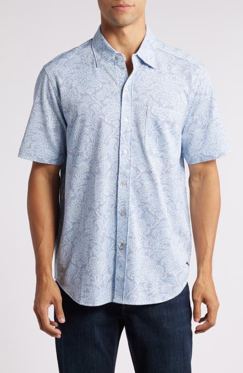 Shop Tommy Bahama San Lucio Soirée Supima® Cotton Blend Short Sleeve Button-up Shirt In Dockside Blue