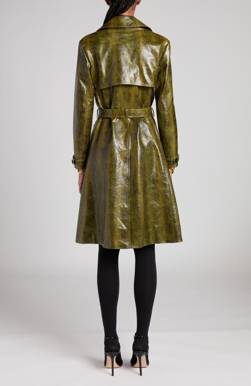 Shop Tom Ford Snakeskin Embossed Leather Trench Coat In Fg580 Olive