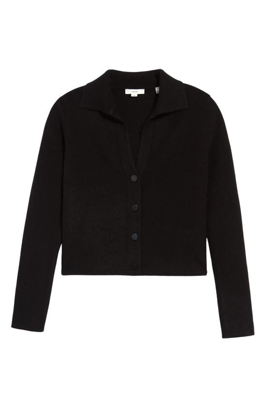 Vince Boiled Cashmere Cardigan Sweater In Black