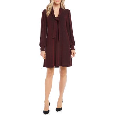 Karen Kane Taylor Long Sleeve Tie Neck Dress, Red
