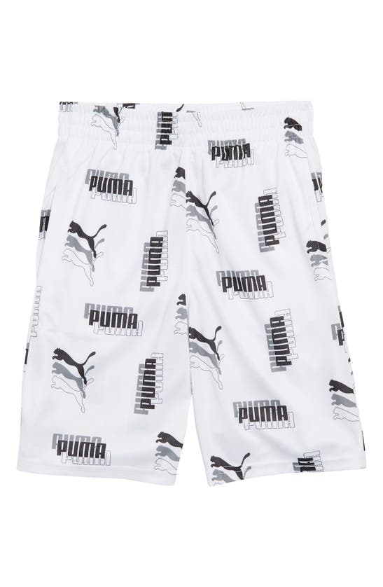 Shop Puma Kids' Power Pack Mesh Printed Shorts In White