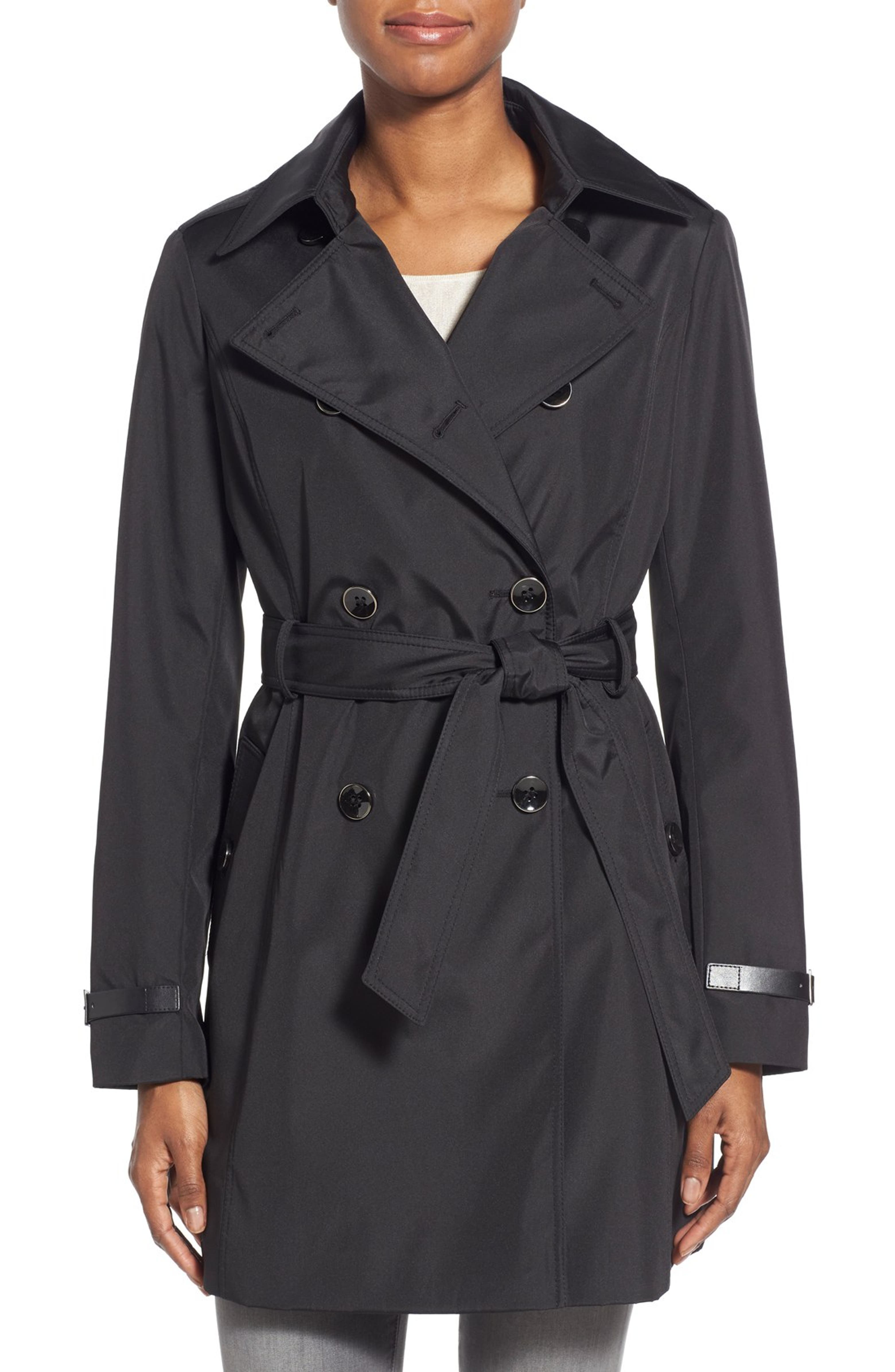 Via Spiga Faux Leather Trim Trench Coat | Nordstrom