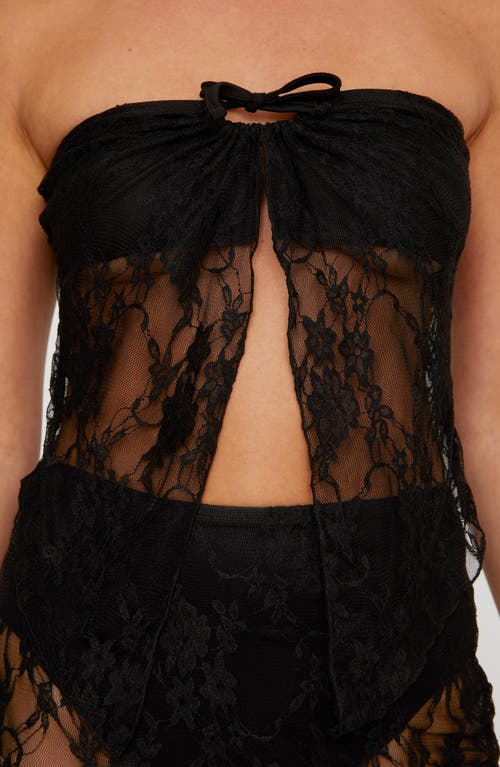 Shop Nasty Gal Split Front Lace Bandeau Top In Black