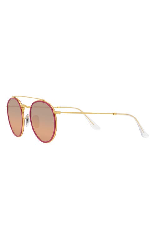 Shop Ray Ban Ray-ban 51mm Round Sunglasses In Legend Gold/pink Mirror