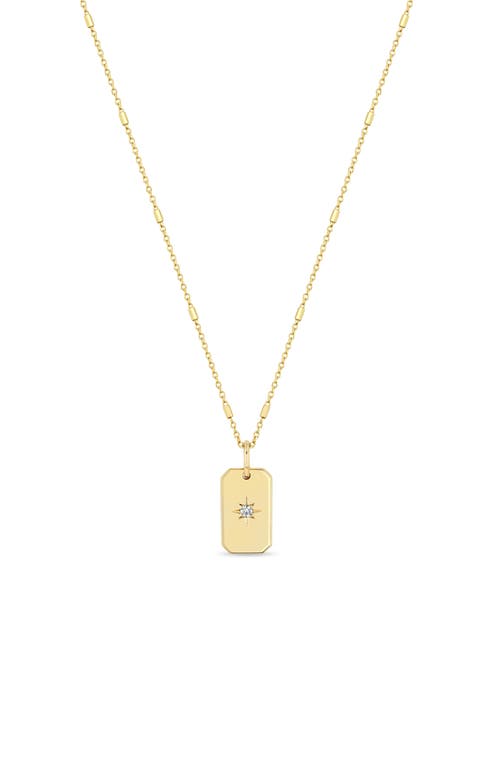 Zoë Chicco Diamond Dog Tag Pendant Necklace in Yellow Gold at Nordstrom, Size 16