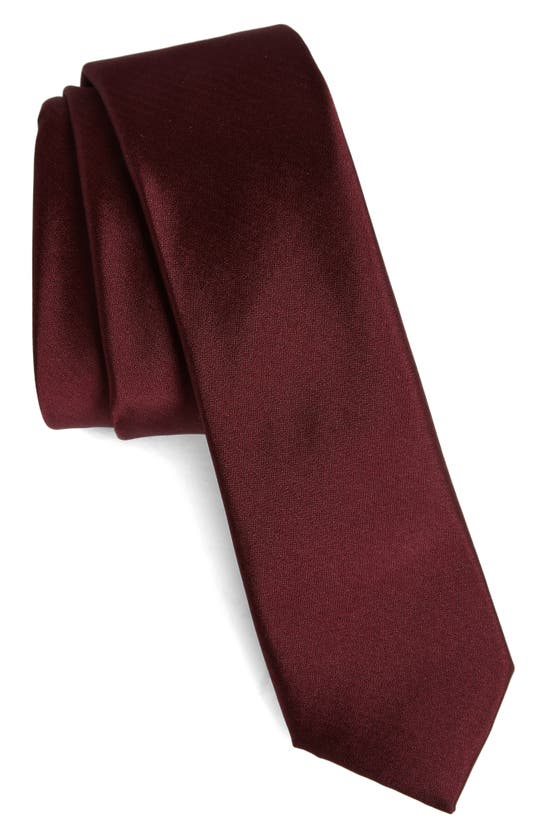 Shop Nordstrom Kids' Ugo Solid Satin Tie In Burgundy Ugo Satin