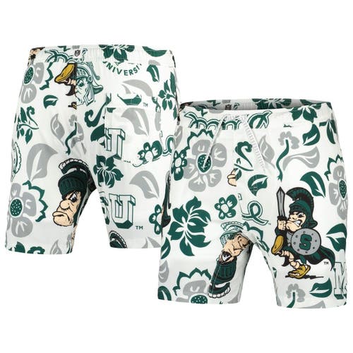 Men's Wes & Willy White Michigan State Spartans Vault Tech Swimming Trunks