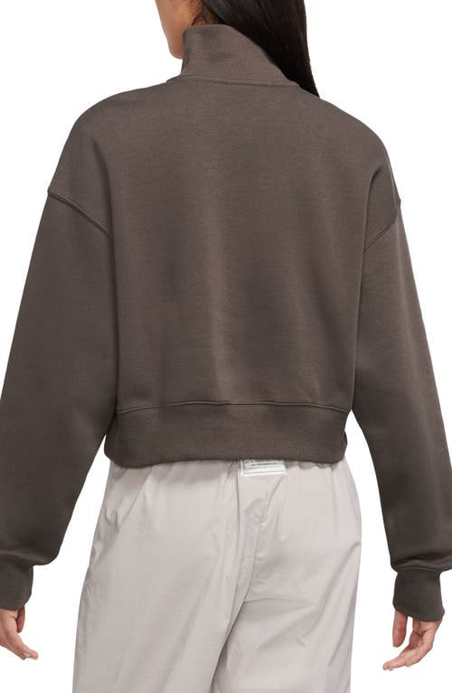 Shop Nike Sportswear Phoenix Fleece Crop Sweatshirt In Bq Brown/sail