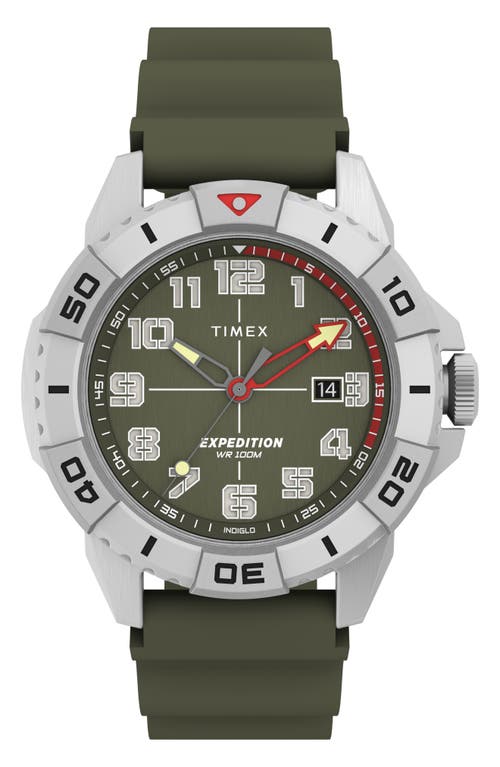 UPC 194366230758 product image for Timex® Expedition North Ridge Silicone Strap Watch, 42mm in Silver/Green/Green a | upcitemdb.com