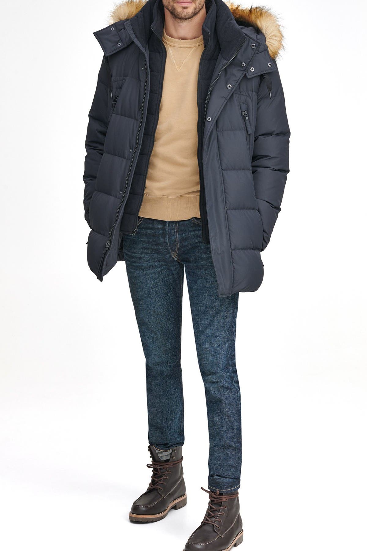 conway faux fur trimmed hooded jacket