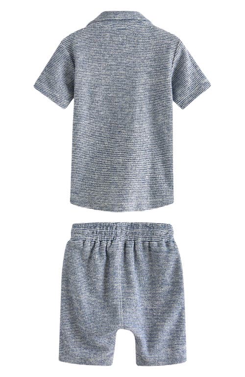 Shop Next Kids' Textured Button-up Shirt & Shorts In Grey