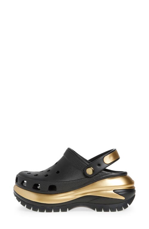 Shop Crocs Mega Crush Metallic Detail Clog In Black/gold