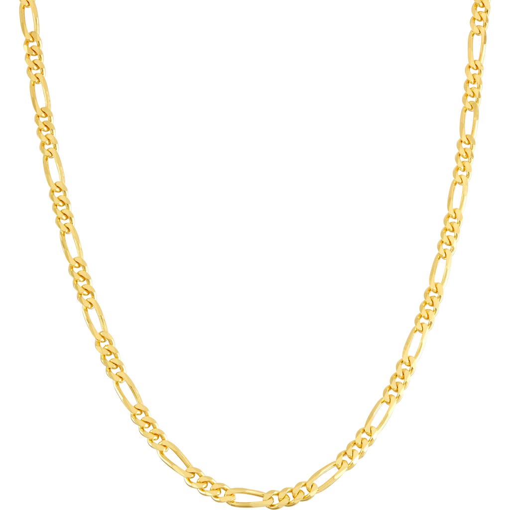 Fzn 14k Gold Plate Sterling Silver Figaro Chain Necklace In Yellow