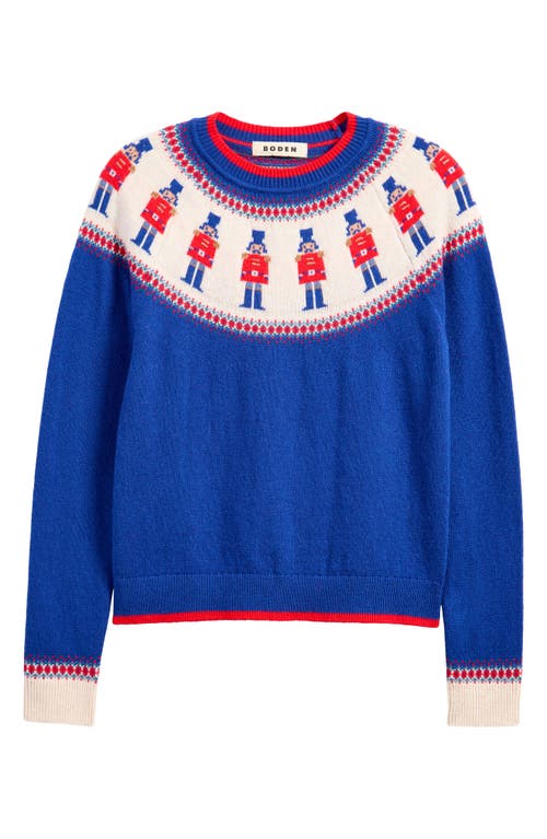 Boden Edie Holiday Fair Isle Sweater in Navy Soldiers 