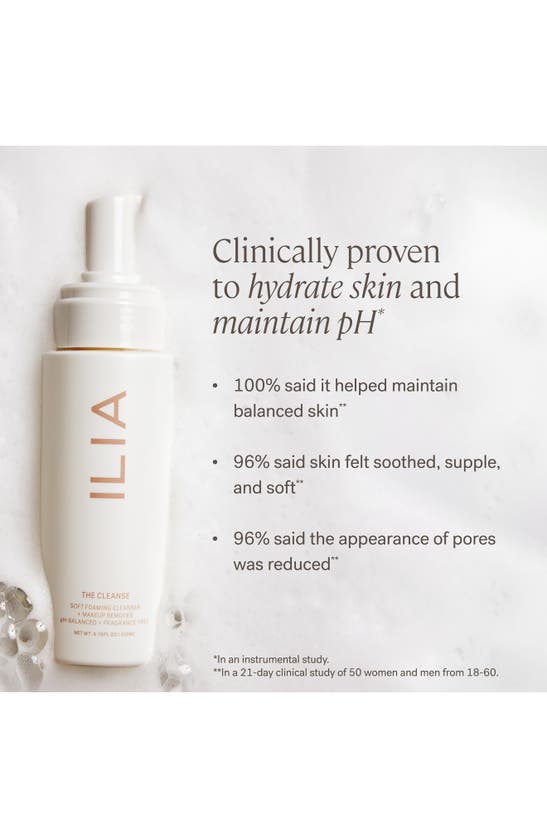 Ilia The Cleanse Soft Foaming Cleanser + Make Up Remover In Full Size