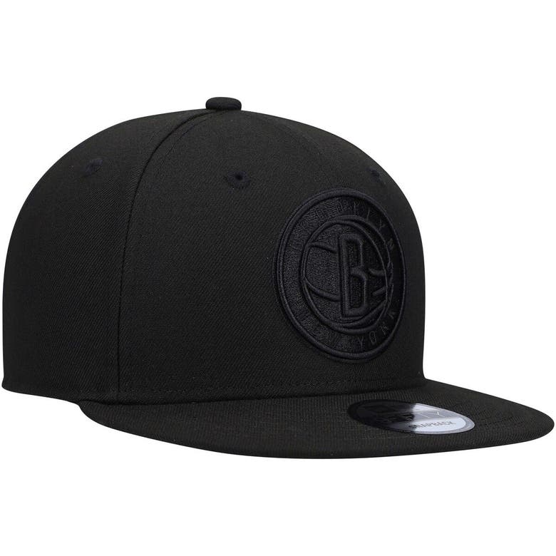 Shop New Era Brooklyn Nets Black On Black 9fifty Snapback Hat