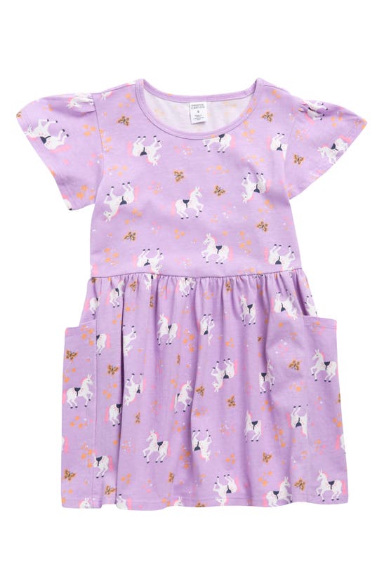 Harper Canyon Kids' Pocket T-shirt Dress In Purple Betta Unicorn